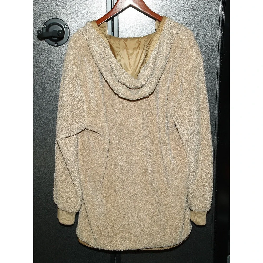 1 Madison Expedition Sherpa Jacket, Full Zip, Hood, Beige, Size XL - Picture 2 of 3